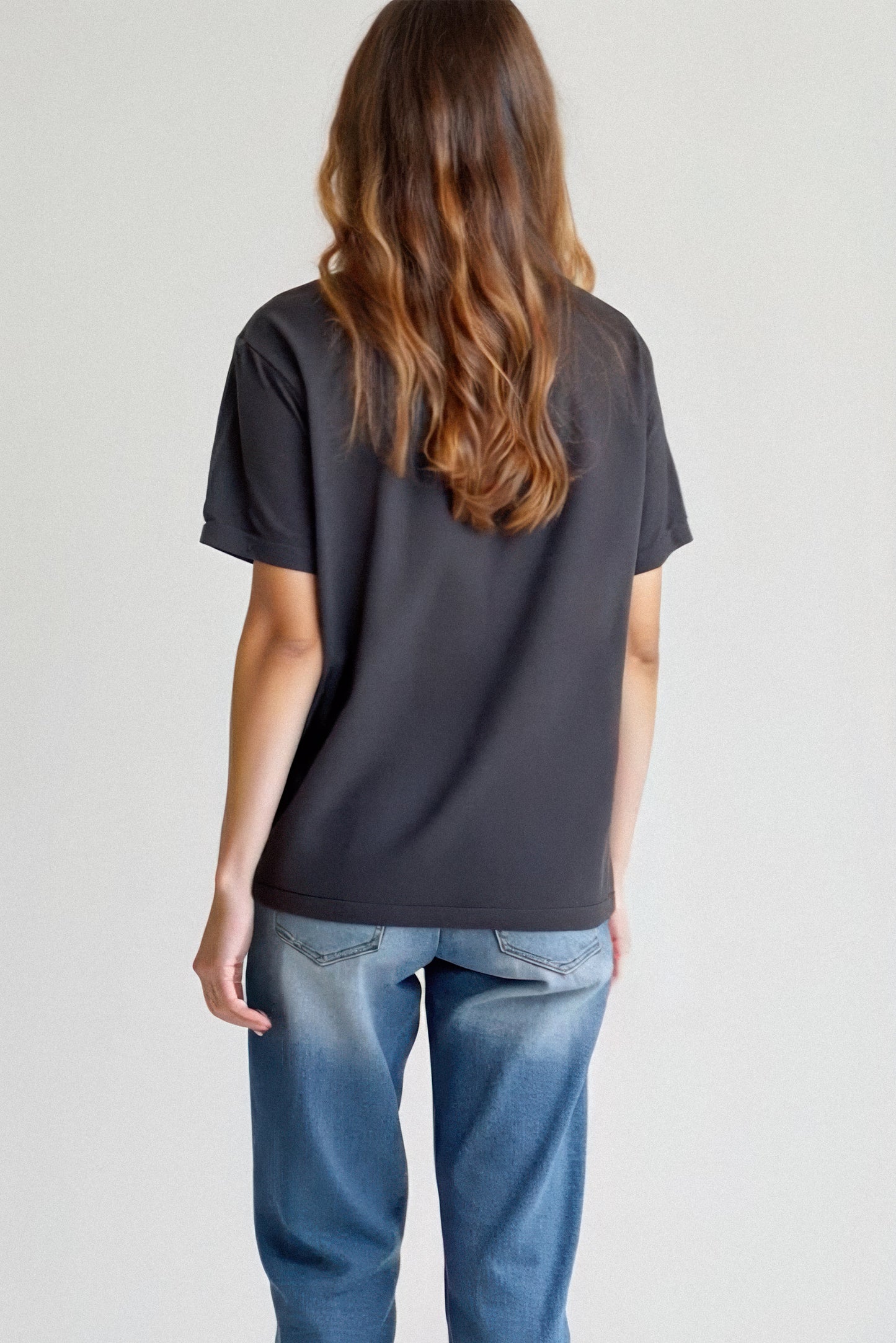 Mini Logo Butter Soft Boxy Crop in Black