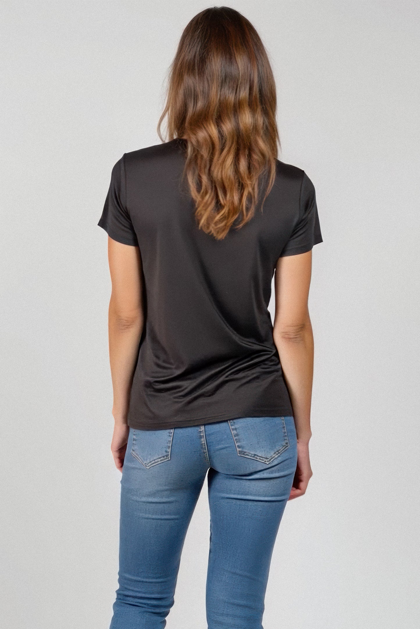Mini Logo Butter Soft V-Neck in Black