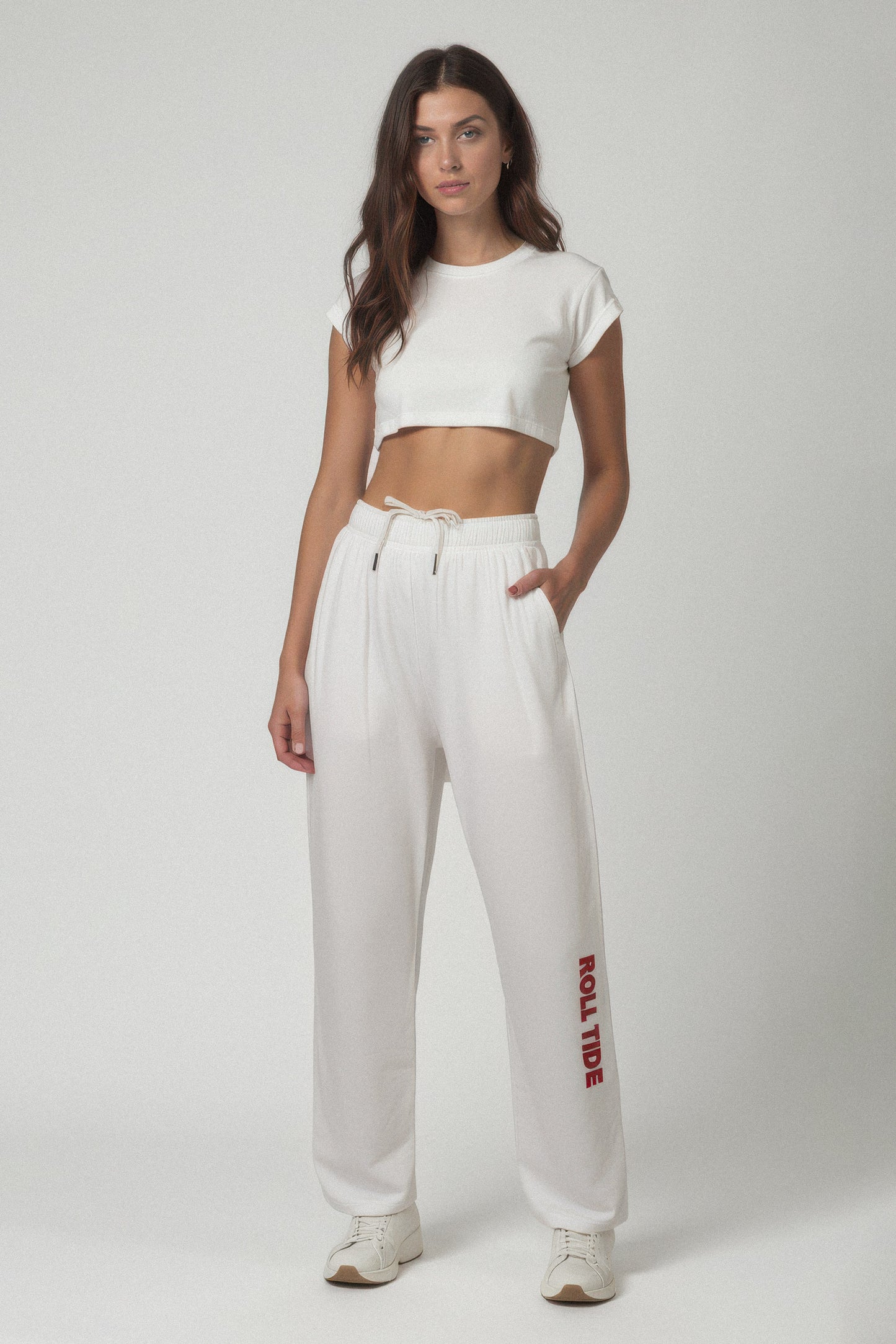 Roll Tide Softest Fleece Straight Leg Sweatpant in White