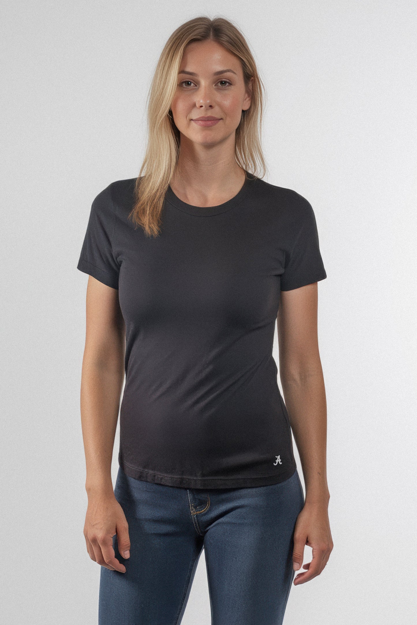 Mini Logo Butter Soft Crew in Black
