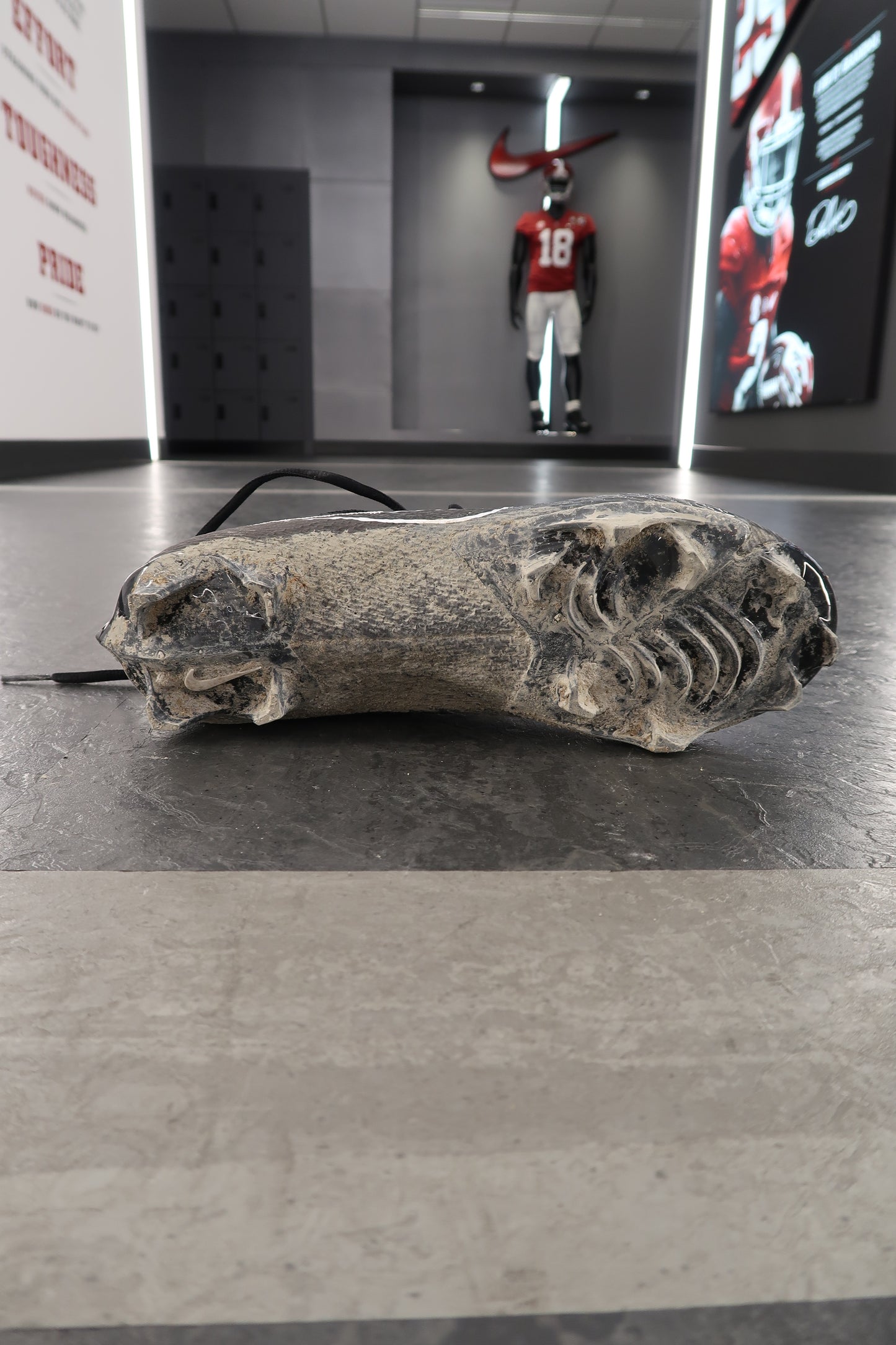 Malachi Moore Autographed Cleat - Captain's Ceremony Used