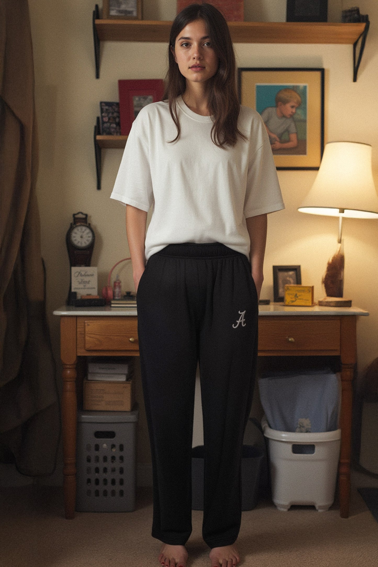 Logo Softest Fleece Straight Leg Sweatpant in Black