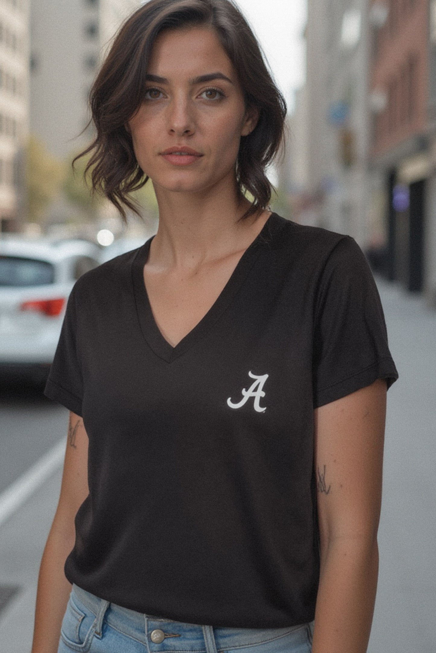 Logo Butter Soft V-Neck in Black