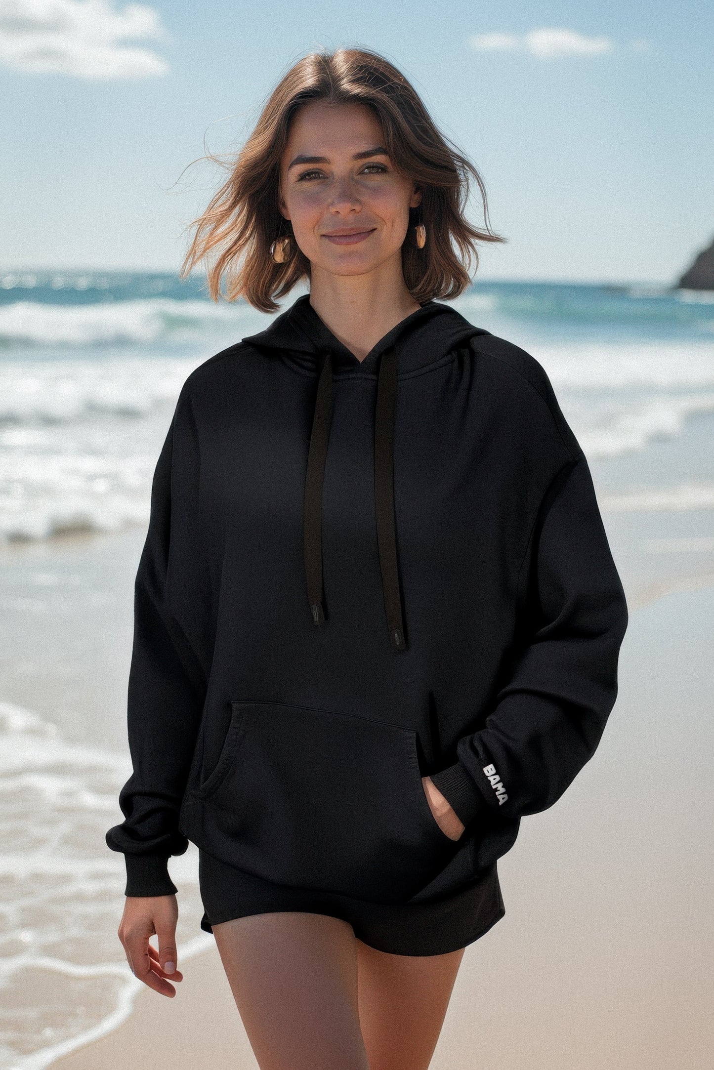Mini Bama Softest Fleece Hoodie in Black