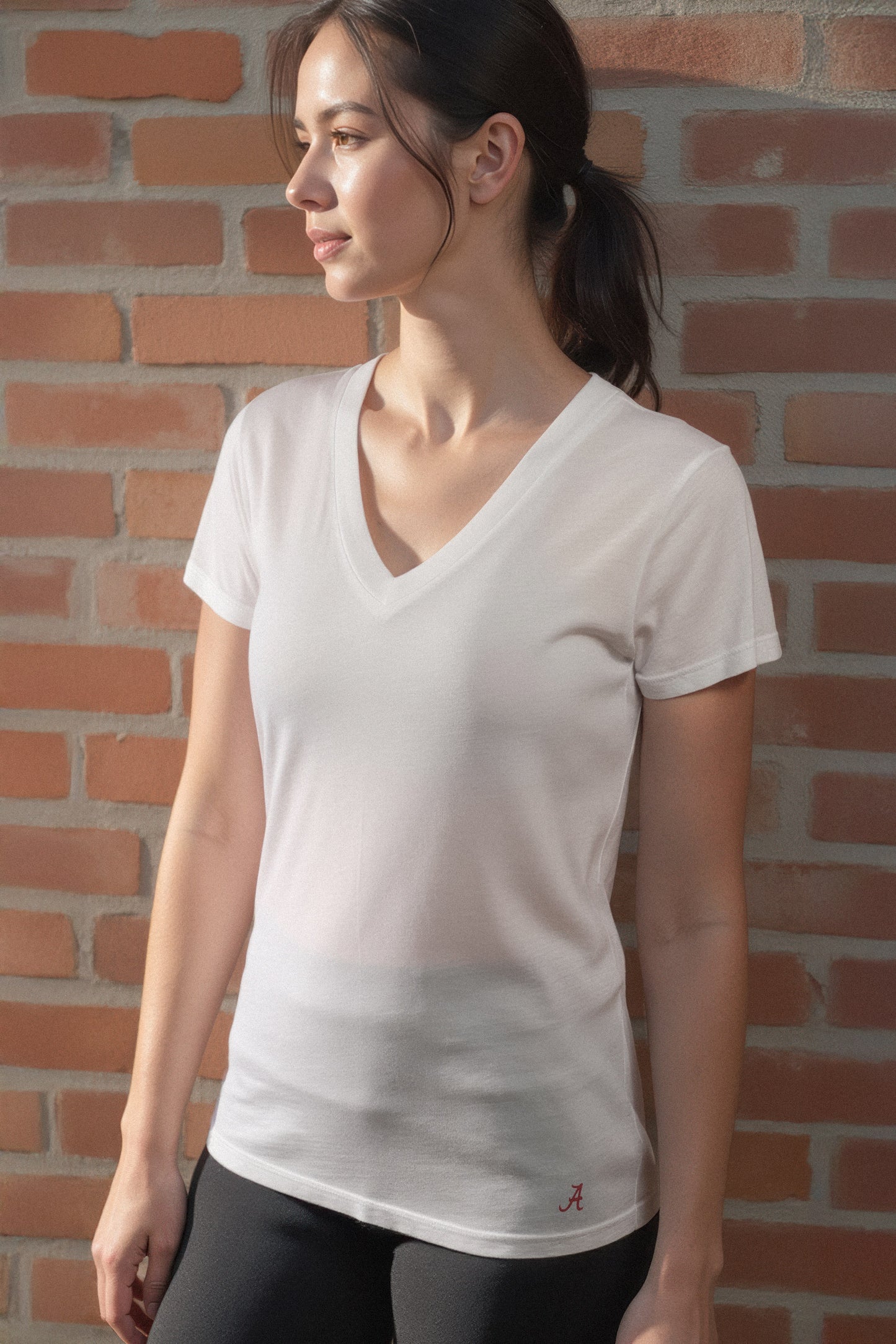 Mini Logo Butter Soft V-Neck in White