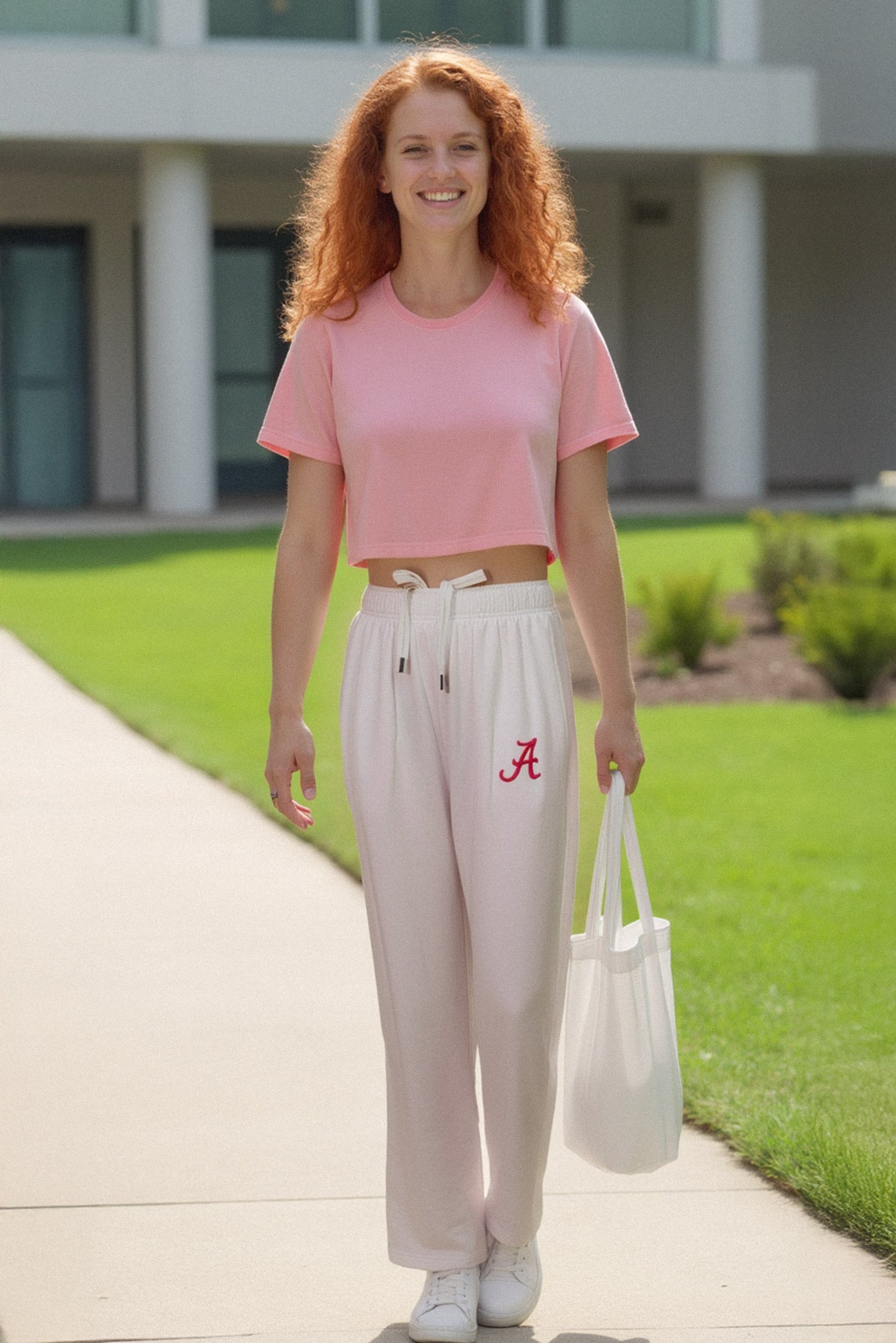 Logo Softest Fleece Straight Leg Sweatpant in White