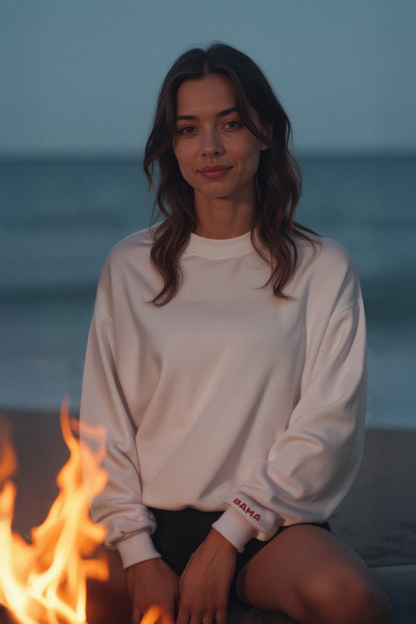 Mini Bama Softest Fleece Crewneck in White
