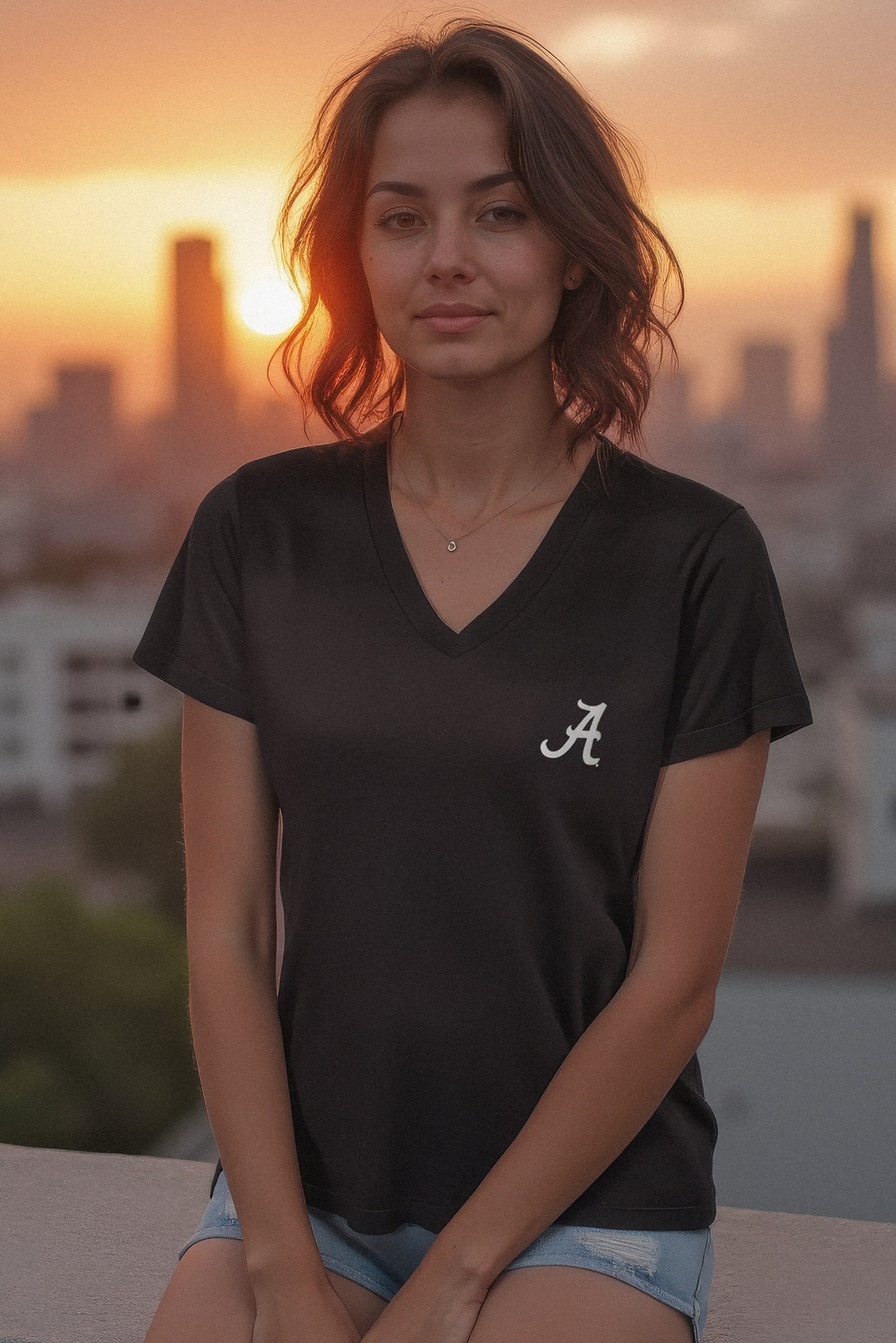 Logo Butter Soft V-Neck in Black