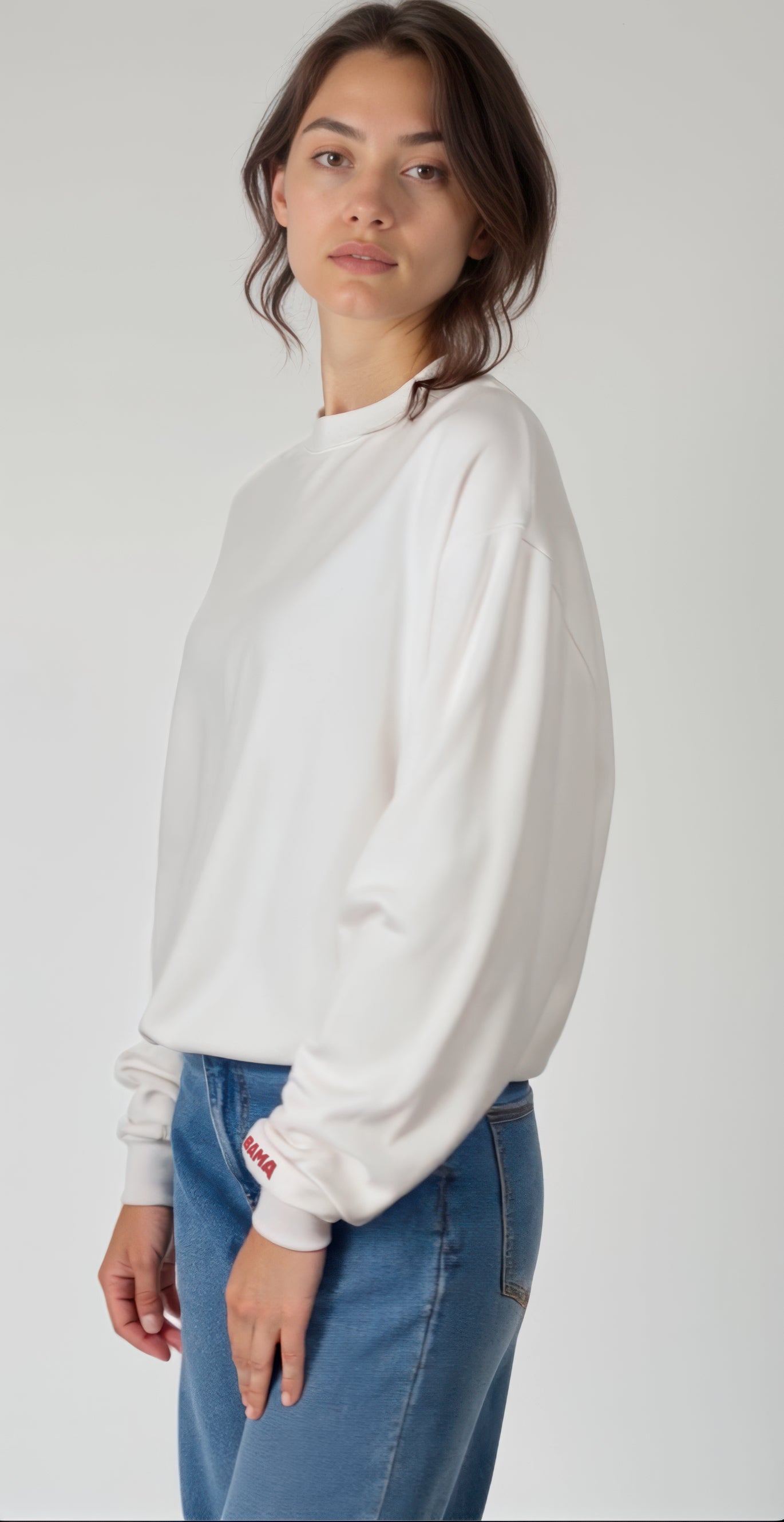 Mini Bama Softest Fleece Crewneck in White