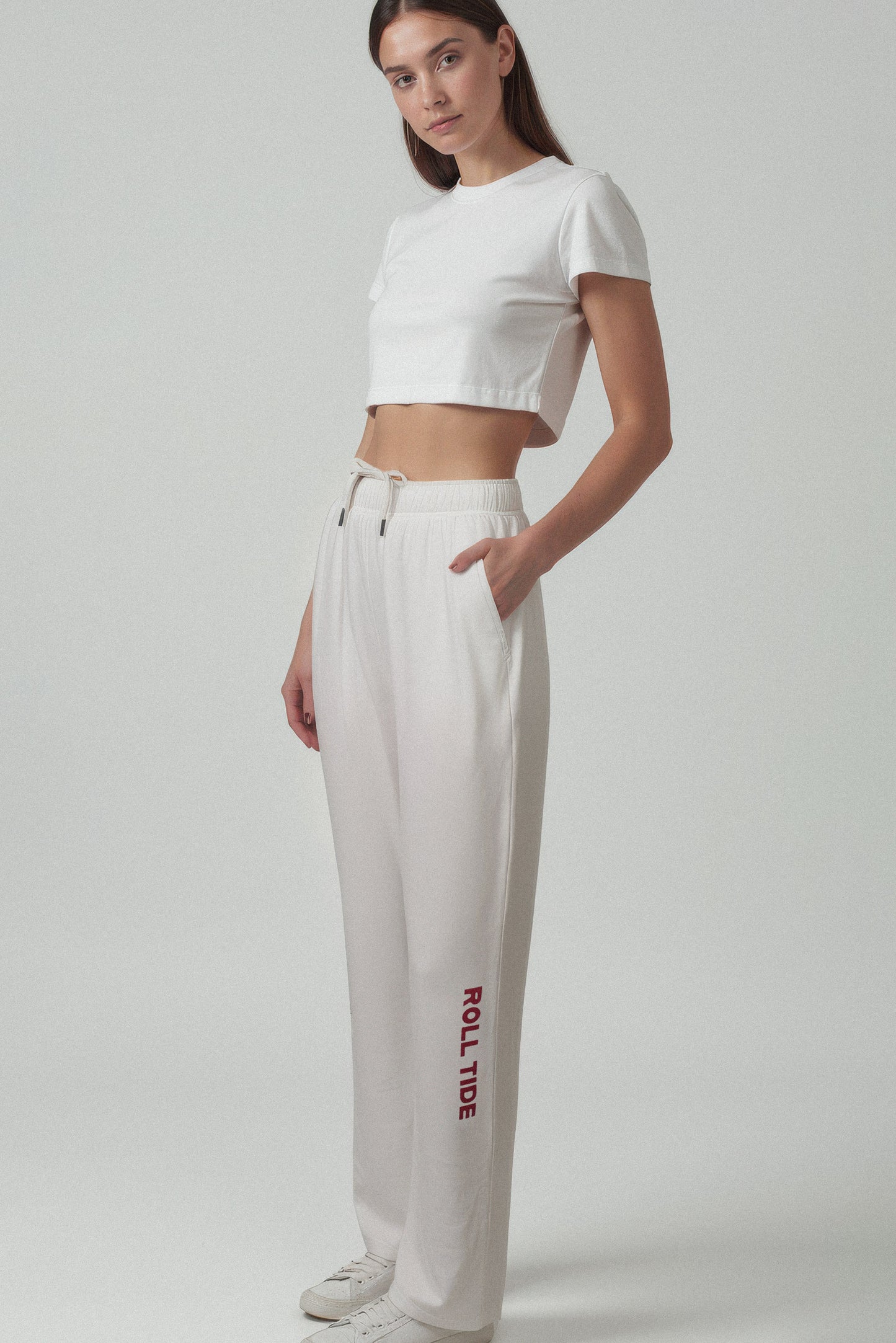 Roll Tide Softest Fleece Straight Leg Sweatpant in White