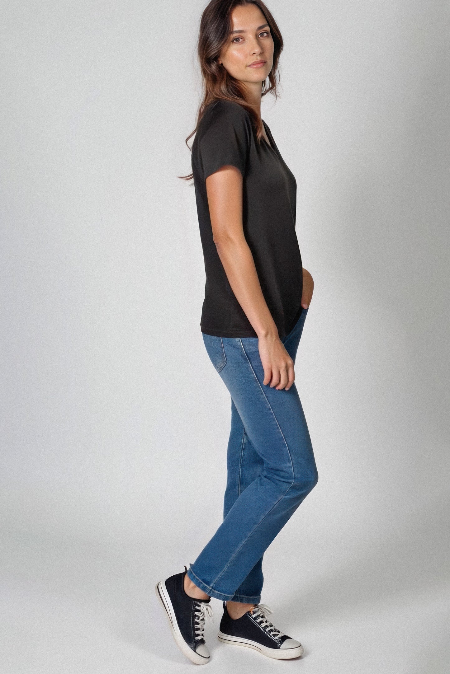 Logo Butter Soft V-Neck in Black