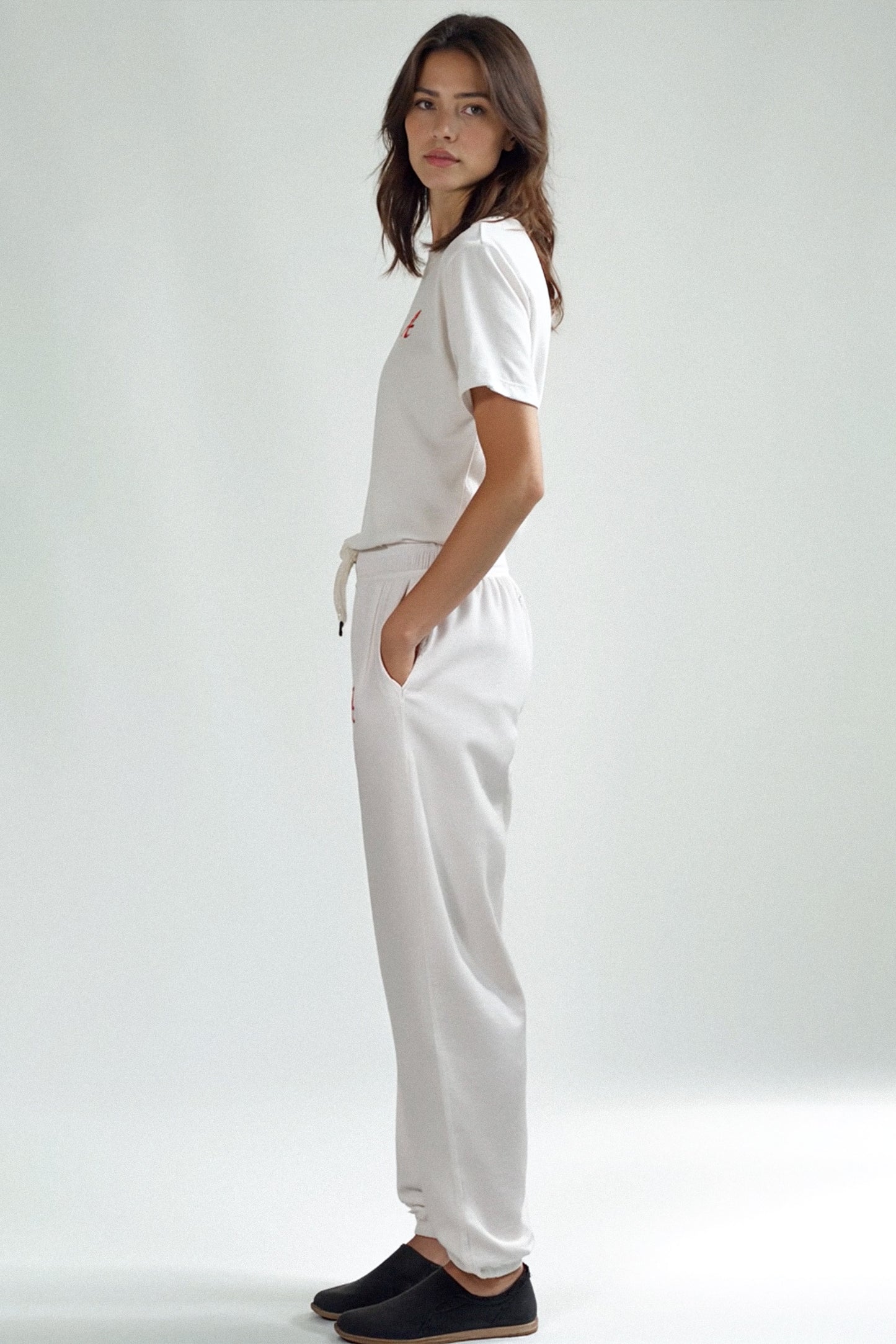 Logo Softest Fleece Straight Leg Sweatpant in White