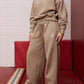 Logo Sueded Fleece Wide Leg in Desert Khaki