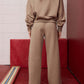 Logo Sueded Fleece Wide Leg in Desert Khaki