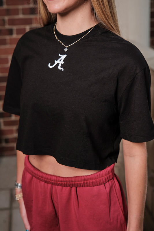 Logo Cloud Boxy Crop in Black
