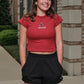 Vintage Logo Cloud Baby Tee in Crimson