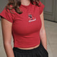 Vintage Logo Cloud Baby Tee in Crimson