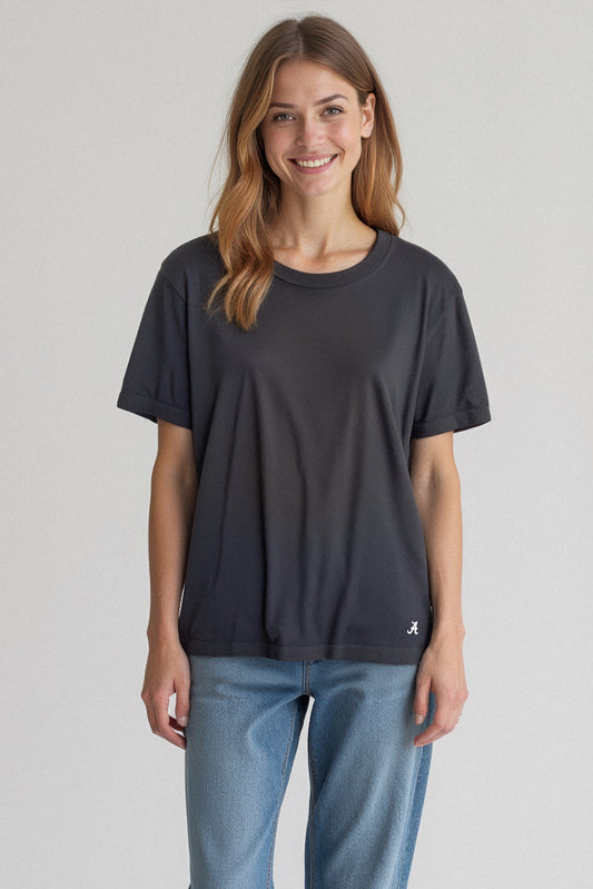 Mini Logo Butter Soft Boxy Crop in Black