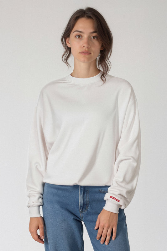 Mini Bama Softest Fleece Crewneck in White