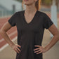 Mini Logo Butter Soft V-Neck in Black