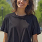 Mini Logo Butter Soft Boxy Crop in Black