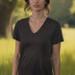 Mini Logo Butter Soft V-Neck in Black