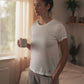 Mini Logo Butter Soft Boxy Crop in White