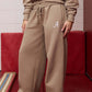 Logo Sueded Fleece Wide Leg in Desert Khaki