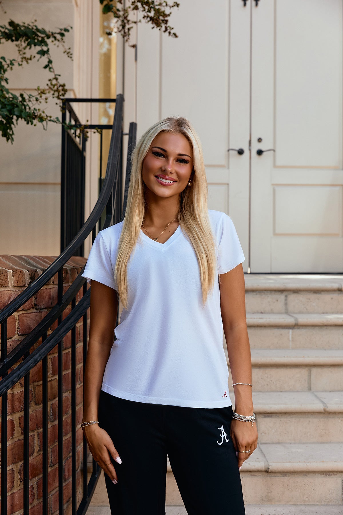 Mini Logo Butter Soft V-Neck in White