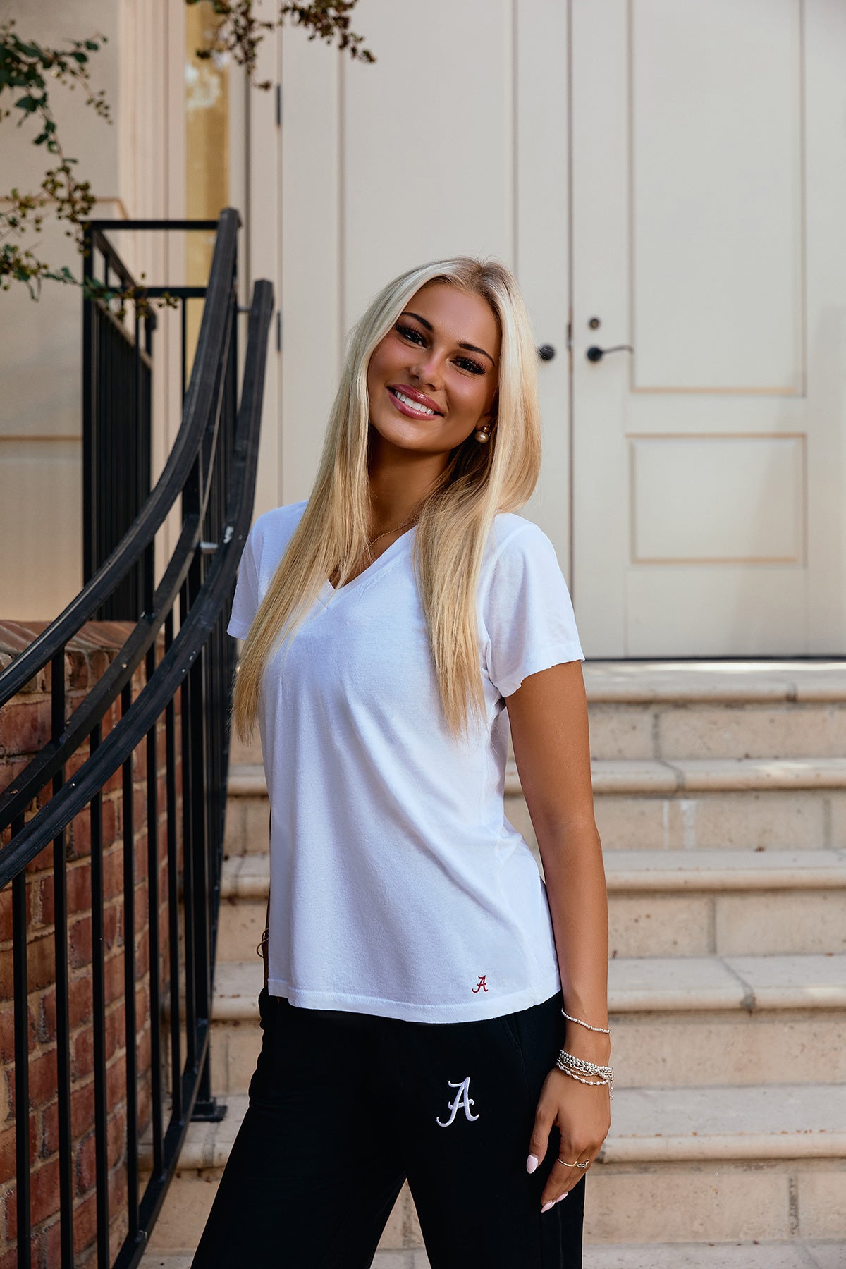 Mini Logo Butter Soft V-Neck in White