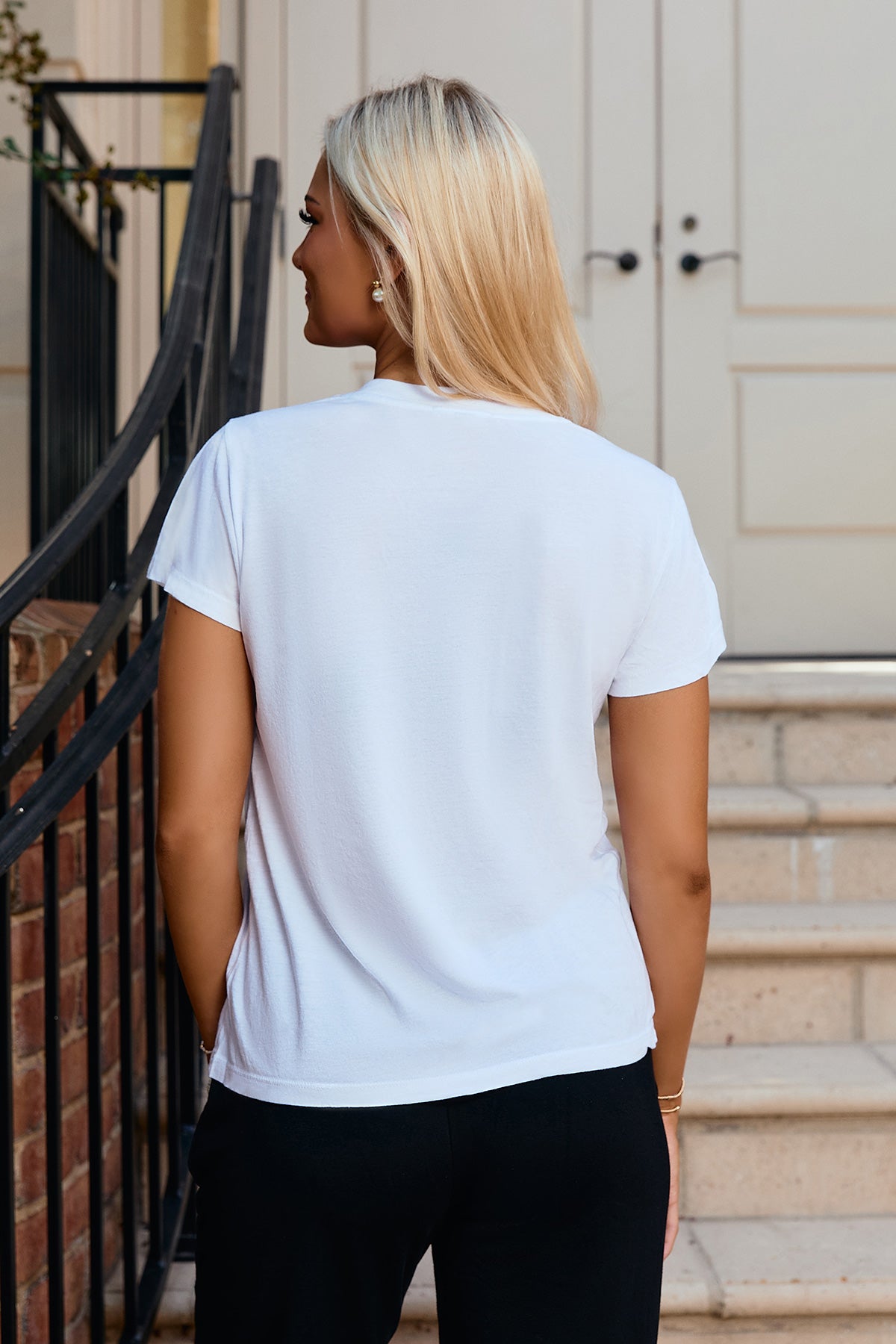 Mini Logo Butter Soft V-Neck in White
