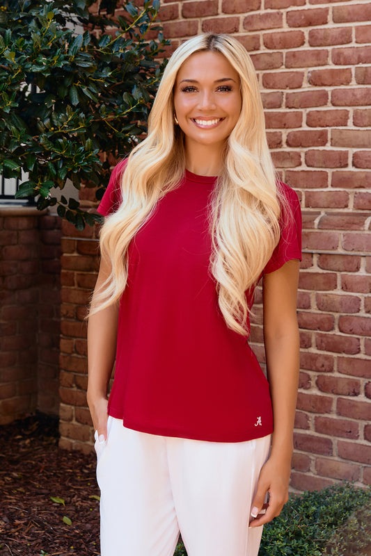 Mini Logo Butter Soft Crew in Crimson