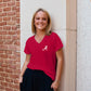Logo Butter Soft V-Neck in Crimson