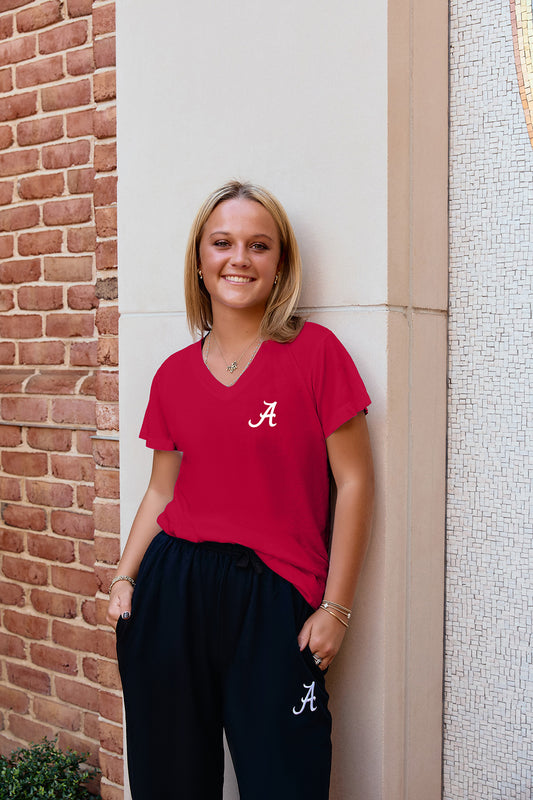 Logo Butter Soft V-Neck in Crimson