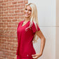 Mini Logo Butter Soft V-Neck in Crimson