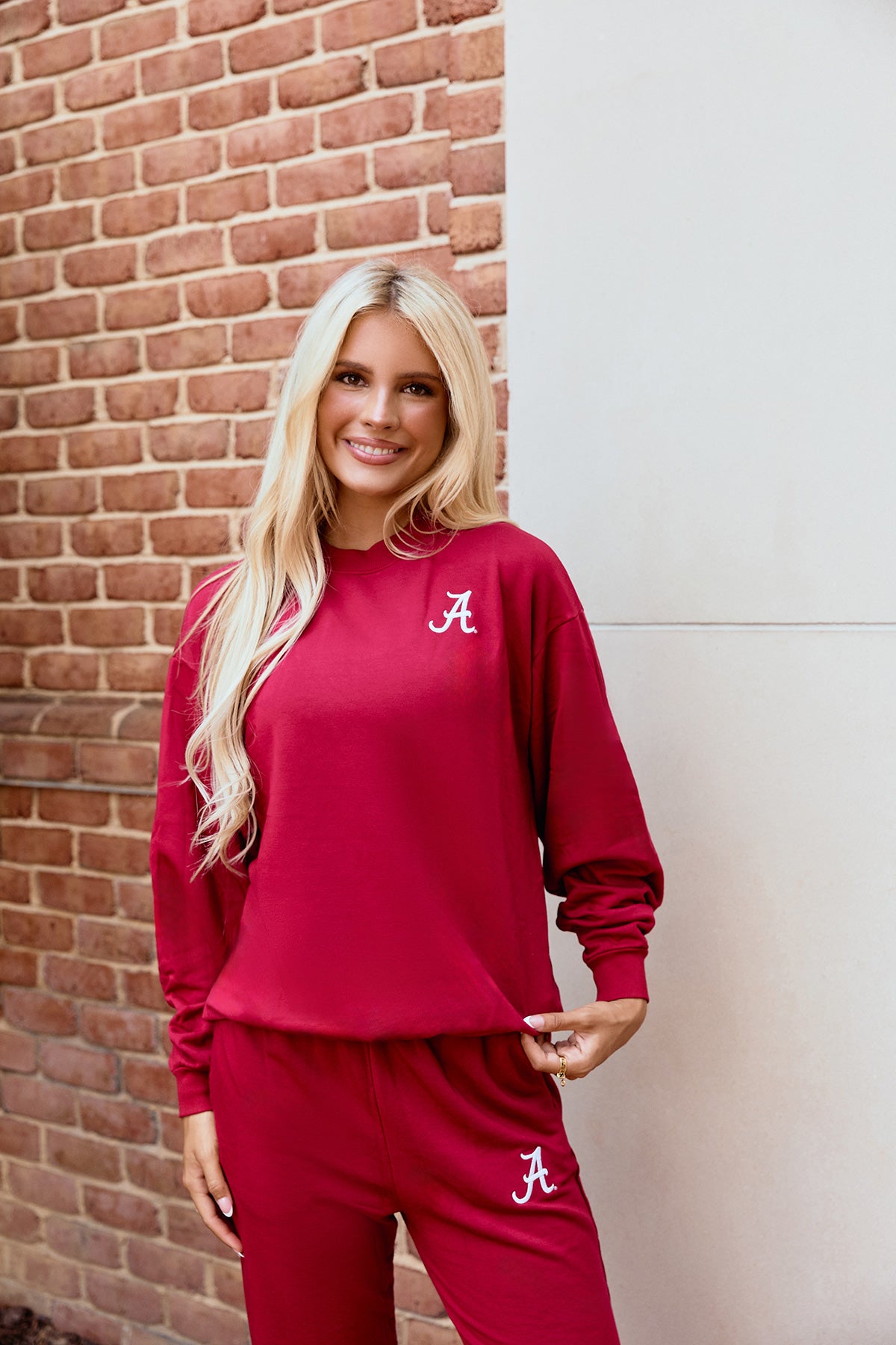 Logo Softest Fleece Crewneck in Crimson