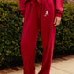 Logo Softest Fleece Straight Leg Sweatpant in Crimson