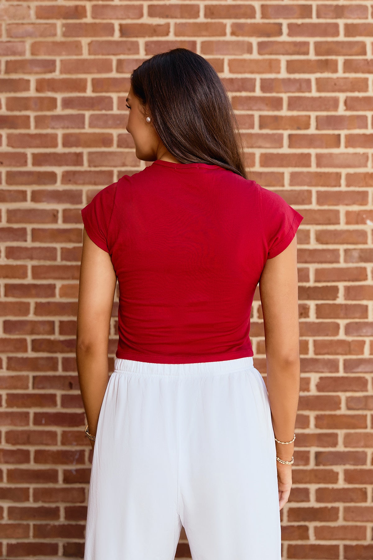 Vintage Logo Cloud Baby Tee in Crimson